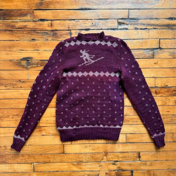 Vintage 1940's Handmade Women's Nordic Ski Sweater - Picture 2 of 7